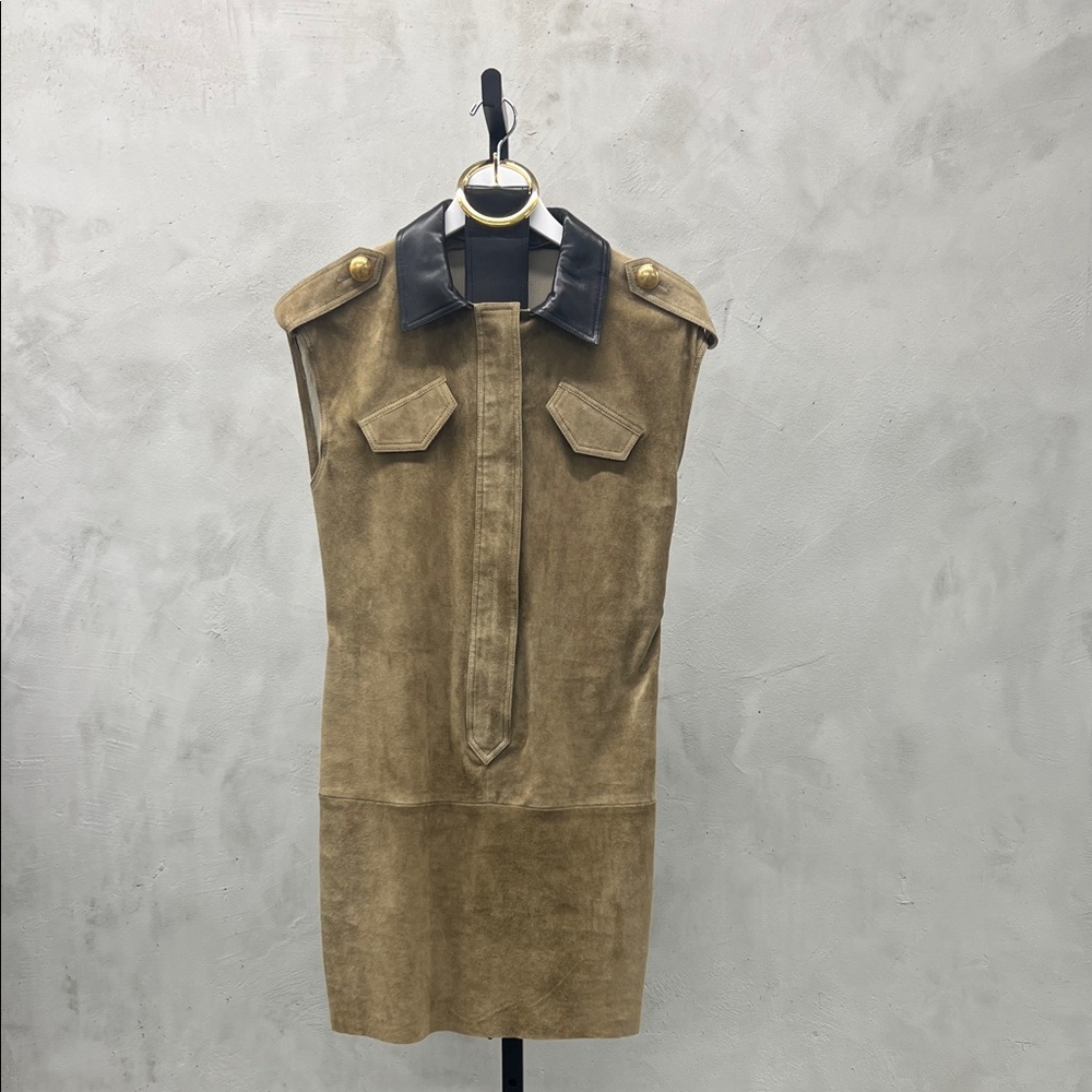 Elegant Tan Sleeveless Dress